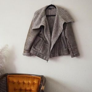 Oversized vintage Moto jacket Sherpa